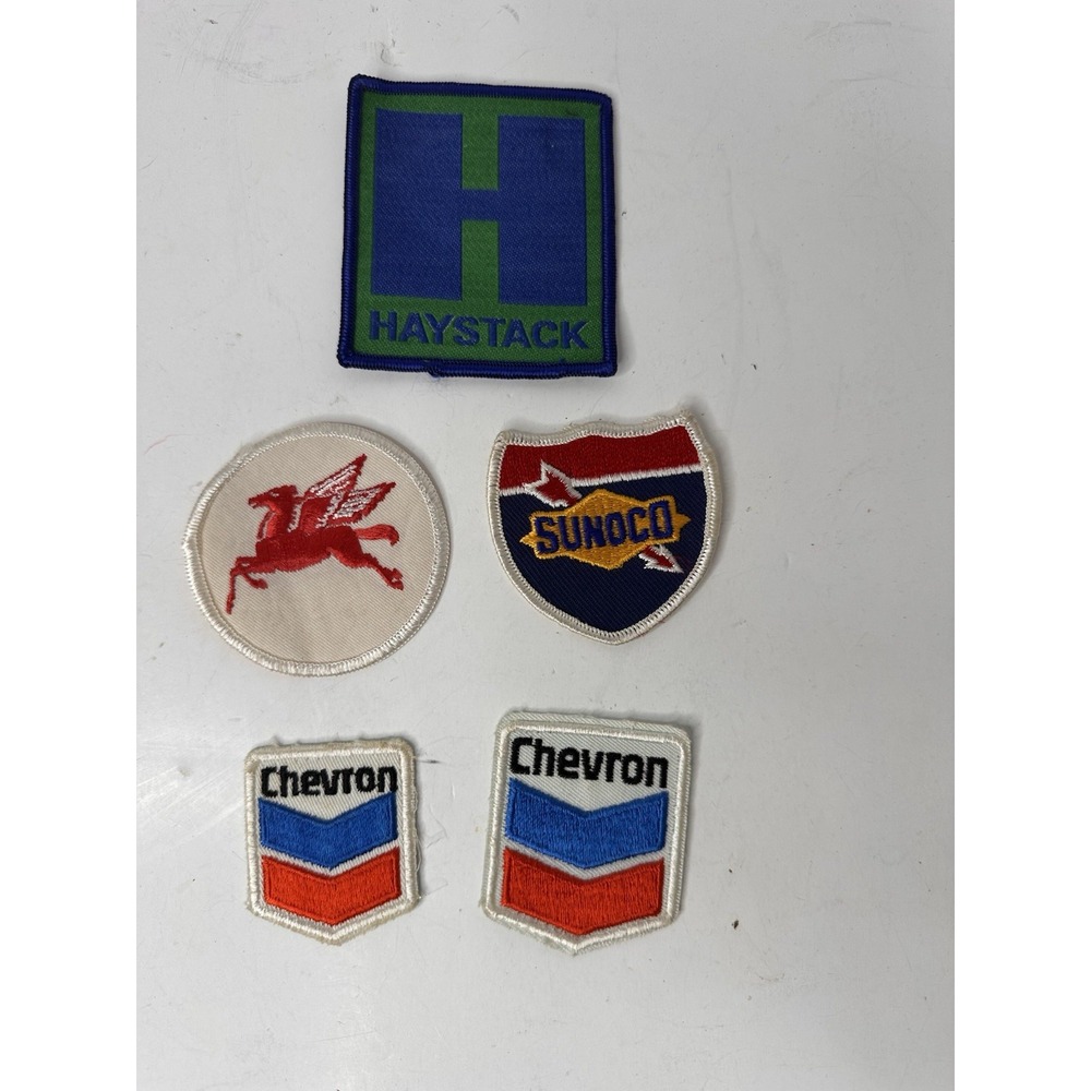 Vintage Gas & Oil Patch Lot Chevron Sunoco Mobil Pegasus Haystack 5 Embroidered